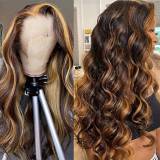 13x6 Body Wave Lace Wig 150% Human Hair Highlight P4/27