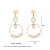 Women's fashion rhinestone love star pendant earrings luxury long stainless steel earrings