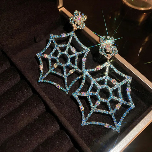 925 silver needle hollow-out spider web pendant earrings personalized exaggerated spider insect earrings for women
