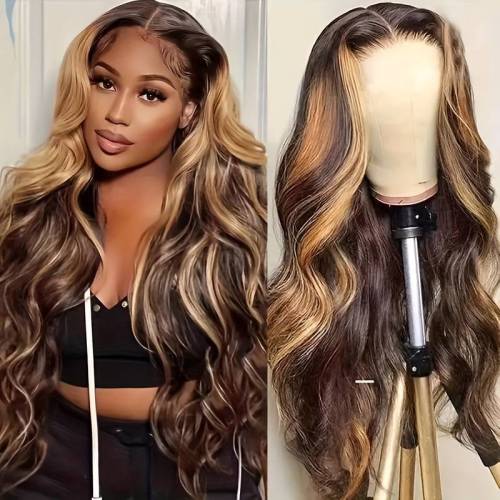 13x6 Body Wave Lace Wig 150% Human Hair Highlight P4/27