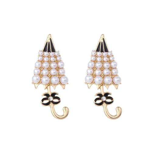Creative Design drop glaze umbrella pendant earrings fashion personalized Pearl bow earrings for women