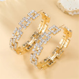Banquet runway accessories women's colorful sparkling square rhinestone hoop earrings