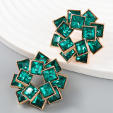 Wholesale Red Square water drill Dangle Earrings For Women Trend New Luxury Design Geometric Vintage Pendant Jewelry