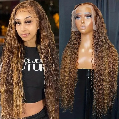 P4/27 13x6 Water Wave Lace Front Human Hair Wigs