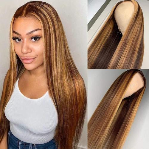Highlight P4/27 4x4 Straight Lace Front Human Hair Wigs