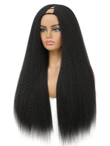 Kinky Straight V Part Wig Human Hair Wigs Natural Color