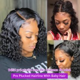 9A Bob Lace Wig Black Curly For Women Deep Water Curly Wave