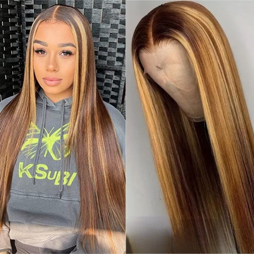 Highlight P4/27 4x4 Straight Lace Front Human Hair Wigs
