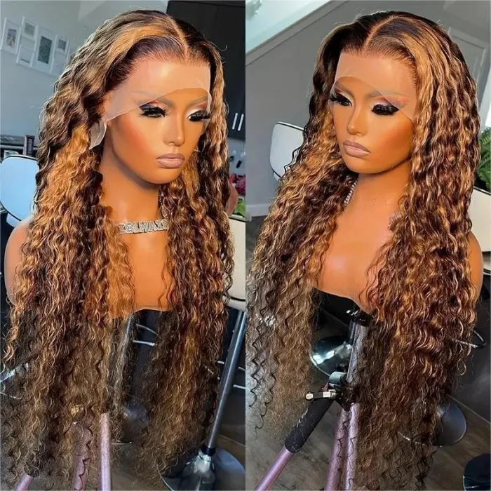 P4/27 13x6 Water Wave Lace Front Human Hair Wigs