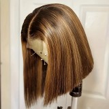 P4/27 4*4 Straight Bob Lace Front Human Hair Wig150% Density