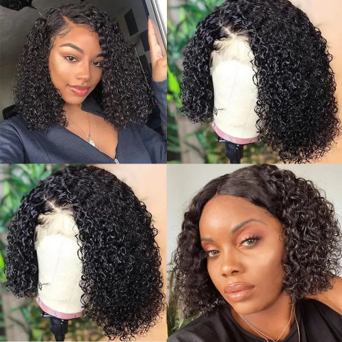 150% Density 4*4 Jerry Curly Bob Lace Front Human Hair Wigs