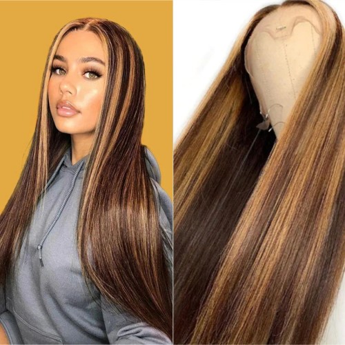 Highlight P4/27 13x4 Straight Lace Front Human Hair Wigs