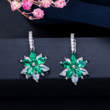 E0254 New Korean Edition Simple and Versatile Small Fresh Flower Earrings Sparkling Horse Eyes Zircon Earrings Available in Multiple Colors