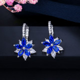 E0254 New Korean Edition Simple and Versatile Small Fresh Flower Earrings Sparkling Horse Eyes Zircon Earrings Available in Multiple Colors