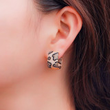 Cross border e-commerce fashion trend, multi-color leopard print earrings, brass gold-plated micro inlaid zircon snake shaped earrings, wholesale by manufacturers