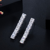 T0154 Hot selling small square zircon set in Europe and America, necklace earrings, two piece set, high-end banquet dress, women's accessories