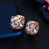 Cross border e-commerce fashion trend, multi-color leopard print earrings, brass gold-plated micro inlaid zircon snake shaped earrings, wholesale by manufacturers