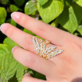 A niche design with micro inlaid zirconia angel wing open ring full of diamonds and zirconia wings adjustable ring ring ring
