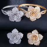 KI0077 European and American Fashion Creative Rose Blossom Bracelet Ring Set of Two Full Set Zircon Jewelry, One for Shipping
