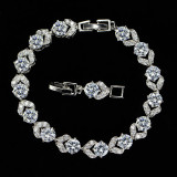 Wholesale of fashionable, high-end, atmospheric, and color preserving diamond white crystal AAA zircon bracelets for women's anti allergic handmade jewelry