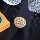 Wholesale of Light Luxury Full Sky Star Micro Inlaid Zircon Geometric Hollow Large Ring Full Diamond Oval Ring Handicrafts