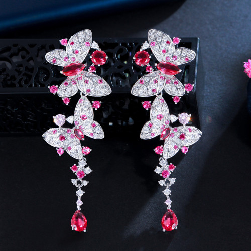 S925 Silver Needle, Grand Celebrity Butterfly Earrings, Temperament Earrings, Micro Set Zircon Butterfly, Zircon Earrings