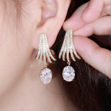 Wholesale of new popular jewelry in South Korea and South Korea, brass inlaid with colored zircon earrings, electroplated platinum ear jewelry