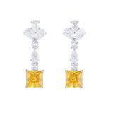 Light luxury temperament, design sense, yellow diamond square earrings, super immortal, simple and niche Instagram style earrings, ear accessories factory