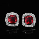 Hot selling micro inlaid earrings, popular AAA zircon earring accessories wholesale, high-end European and American earrings, square inlaid diamond earrings
