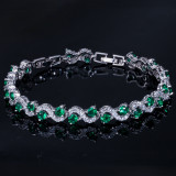 Hot selling Korean fashion versatile jewelry wholesale exquisite sparkling diamond Swiss AAA zircon plated platinum bracelet