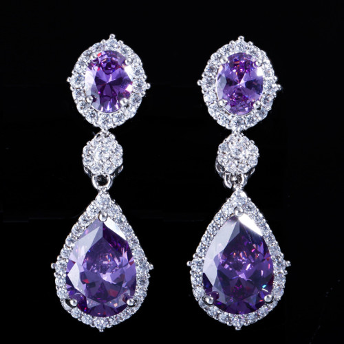 Fashionable Korean style earrings, exquisite zircon micro inlay jewelry counter, quality product manufacturer, direct sales, Tmall source, and shipping