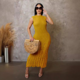 AJ4455 European and American Women's Dress Fashion Sunscreen Cover Up Beach Long Dress Knitted Dress