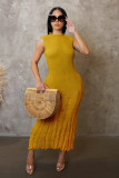 AJ4455 European and American Women's Dress Fashion Sunscreen Cover Up Beach Long Dress Knitted Dress