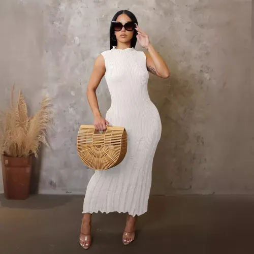AJ4455 European and American Women's Dress Fashion Sunscreen Cover Up Beach Long Dress Knitted Dress
