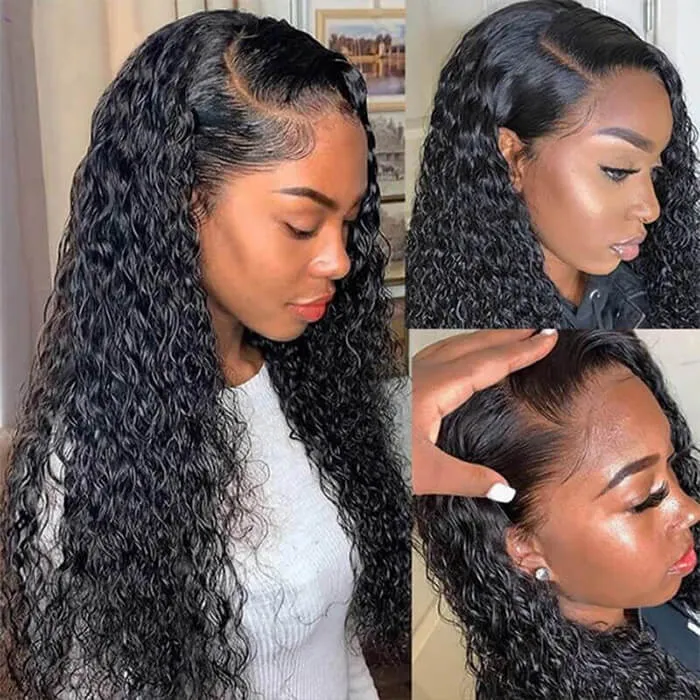 13*6 water wave lace Front human hair wig with baby hair