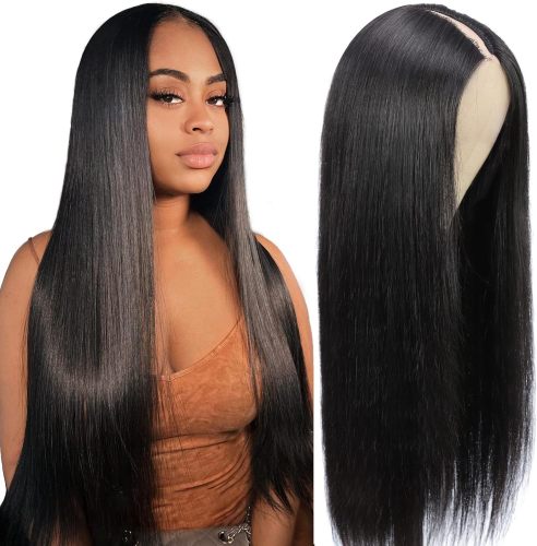 V Part Straight remy human hair wig brazilian hair