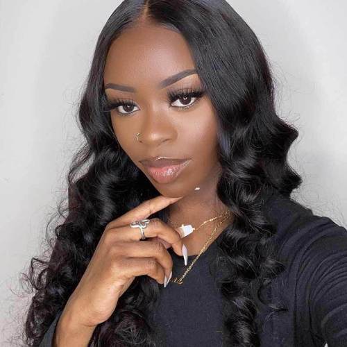 4*4 Loose Wave Lace Front Wig Human Hair Wigs Natural Color