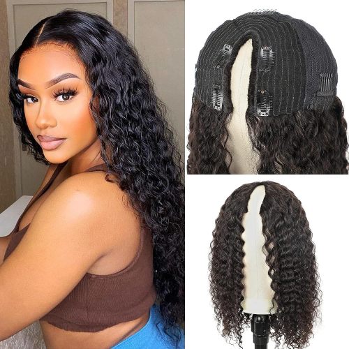 Water Wave V Part Wig Brazilian remy human hair wigs
