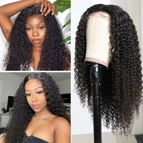 4*4  jerry curly lace frontal wig remy human hair wigs