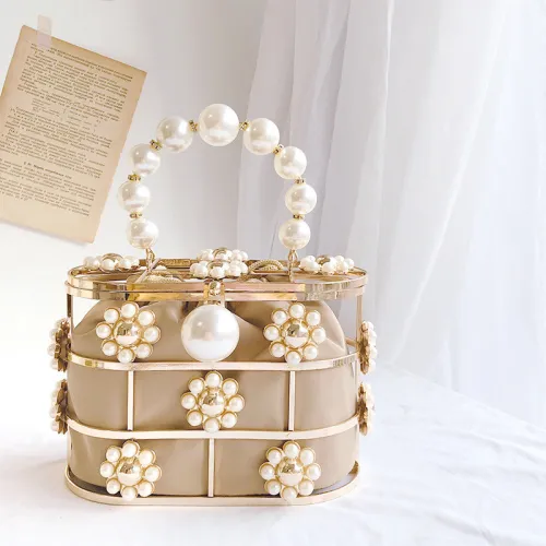 French niche bag ins fashionable pearl bucket bag celebrity same style chain summer women's crossbody bag wholesale