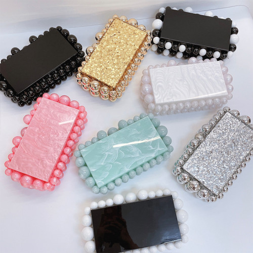 New acrylic cloud rubber handbag ins, the same diagonal cross bag flash bead women's bag