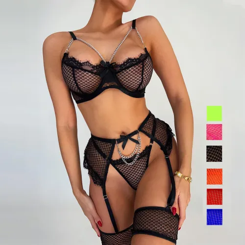 High end European and American foreign trade women's clothing lace eyelash splicing sexy heavy industry chain