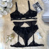 European and American style lingerie lace edge perspective foreign trade hollowed out set