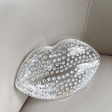 New Banquet Bag with Diamond Lip Embedding Banquet Bag Women's Diagonal Straddle Large Capacity Handheld Bag