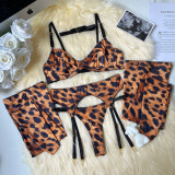 European and American Instagram Leopard Pattern Fun Underwear Set New Tie Dyed Sexy Underwear Fun Set