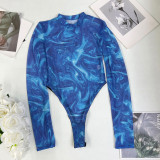Tie dyed sexy lingerie jumpsuit, tie dyed European and American sexy tight fitting outerwear bodysuit