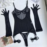 Russian New Sexy Temptation Mesh Strap Dress Wearing Bra Set
