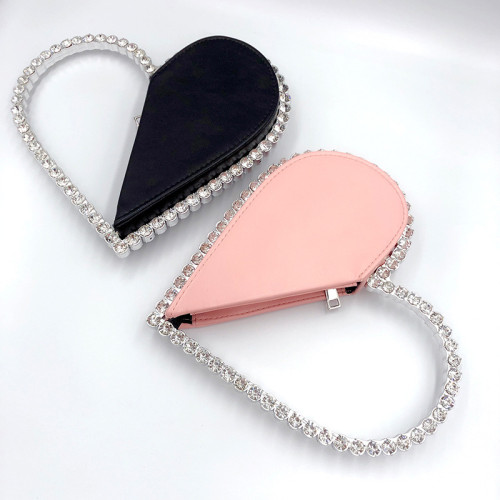 Sweet Ladies Handheld Love Handbag with Diamond Set Dinner Bag, Netizen Popular Same Style Instagram Women's Bag