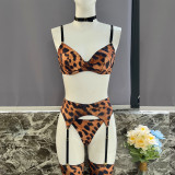 European and American Instagram Leopard Pattern Fun Underwear Set New Tie Dyed Sexy Underwear Fun Set