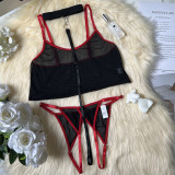 European and American style open range underwear strap lingerie mesh lingerie set sexy kit